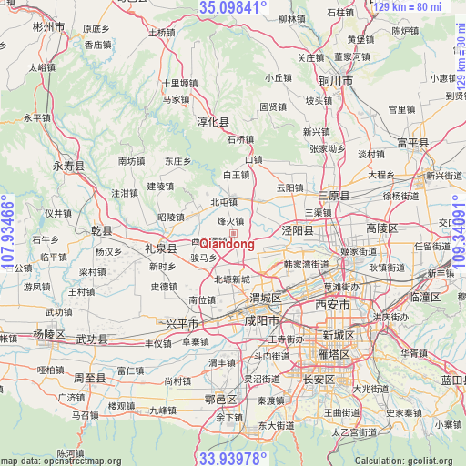 Qiandong on map