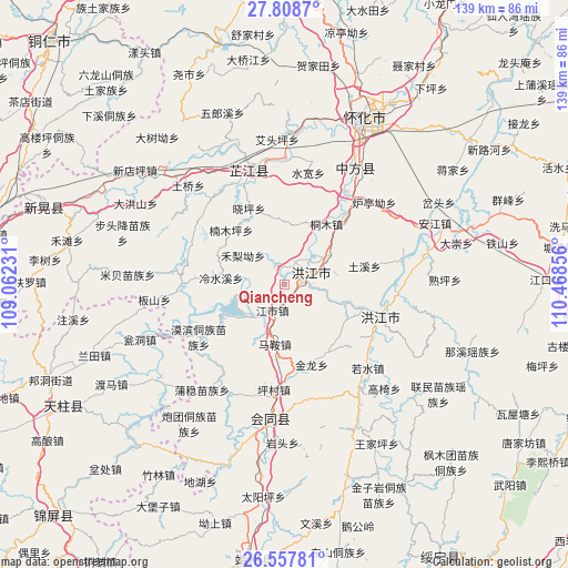 Qiancheng on map