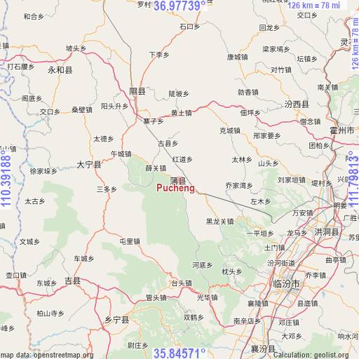 Pucheng on map