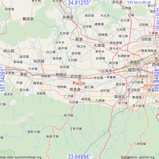Pujijie on map