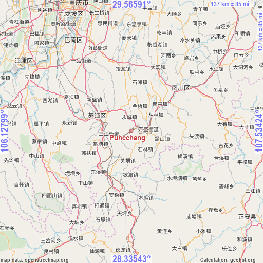 Puhechang on map