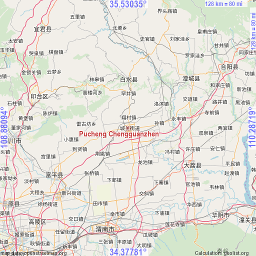 Pucheng Chengguanzhen on map
