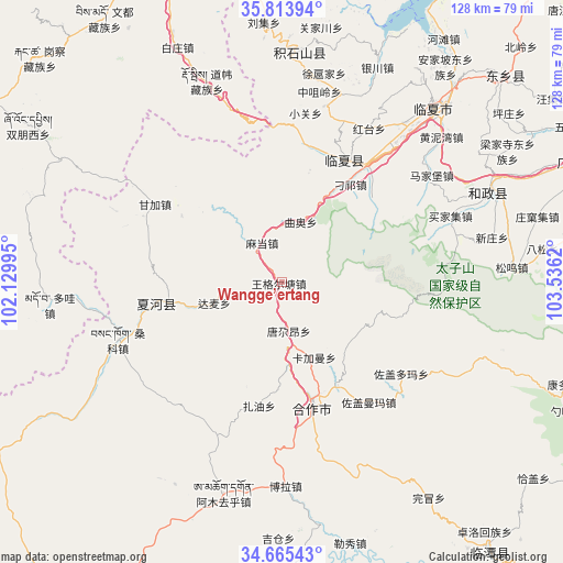 Wangge’ertang on map