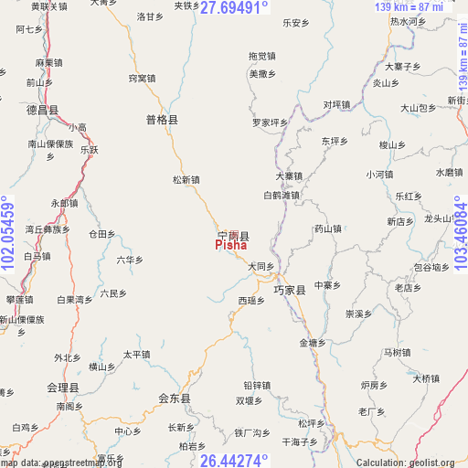 Pisha on map