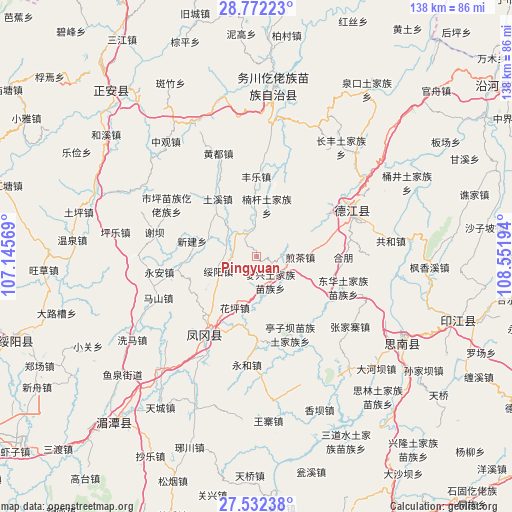 Pingyuan on map