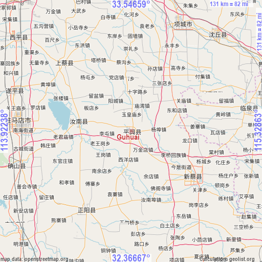 Guhuai on map