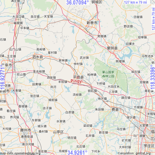 Pingyi on map