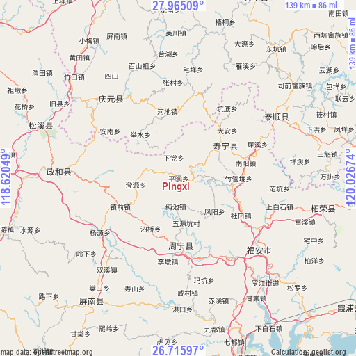 Pingxi on map