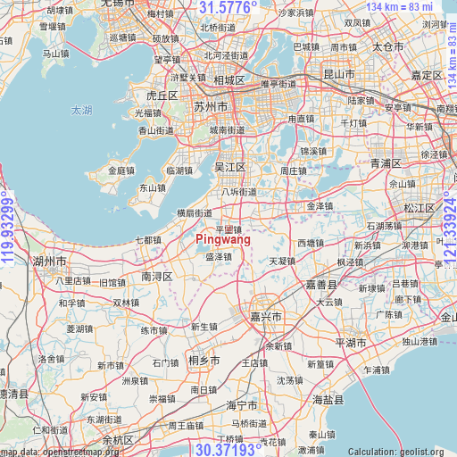 Pingwang on map