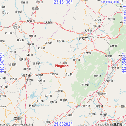 Pingtang on map