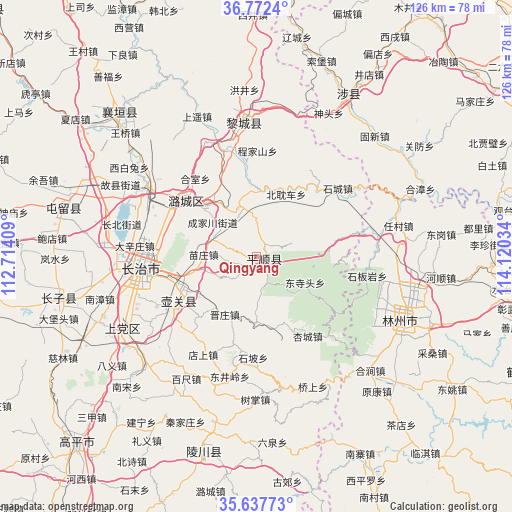 Qingyang on map