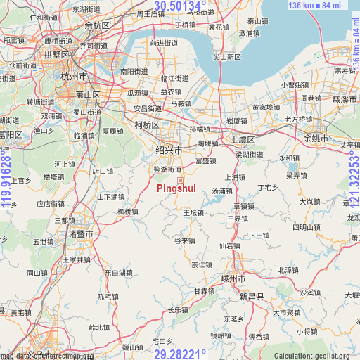 Pingshui on map