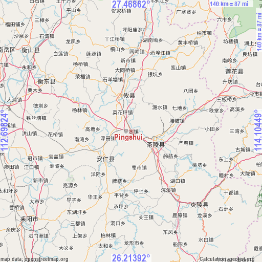 Pingshui on map