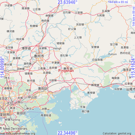 Pingshan on map