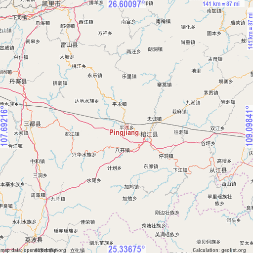 Pingjiang on map