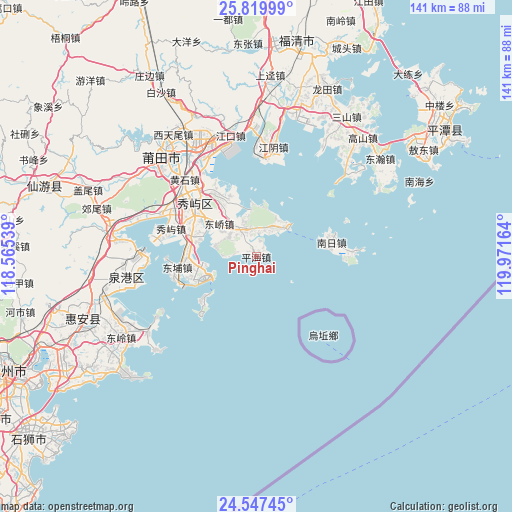 Pinghai on map