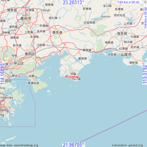Pinghai on map