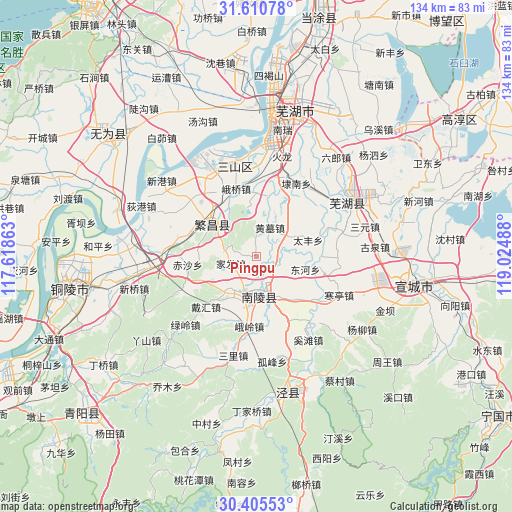 Pingpu on map