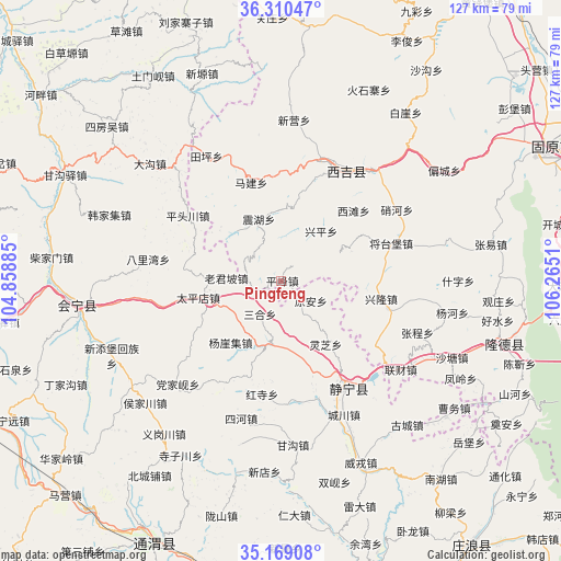 Pingfeng on map