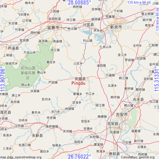 Pingdu on map