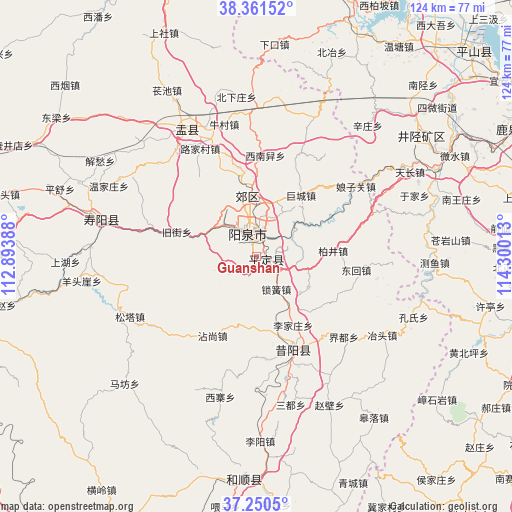 Guanshan on map