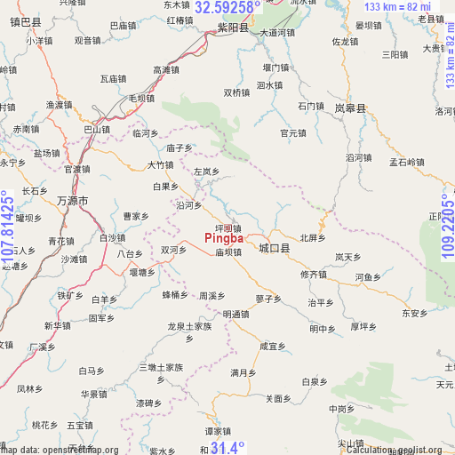 Pingba on map