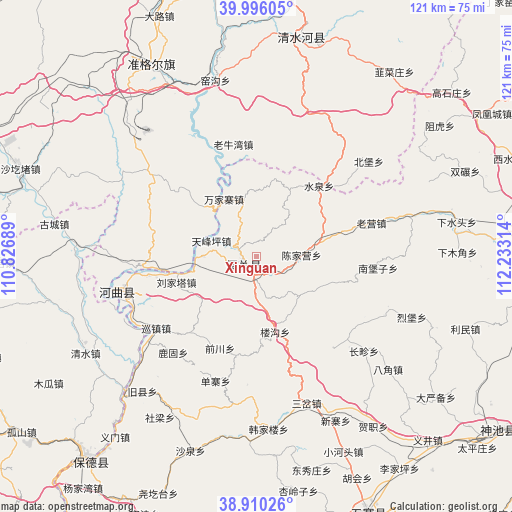 Xinguan on map