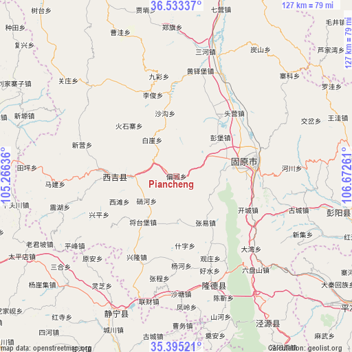 Piancheng on map