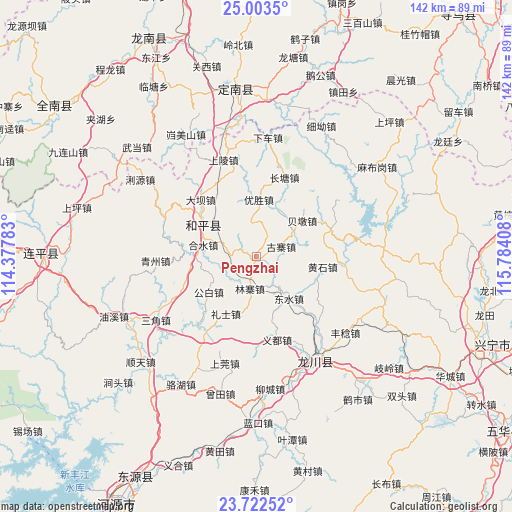 Pengzhai on map