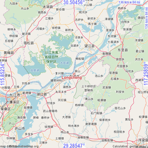 Longcheng on map