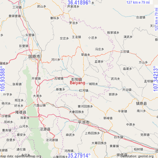 Baiyang on map