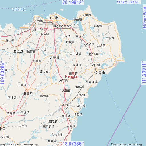 Penglai on map