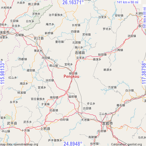 Pengkou on map