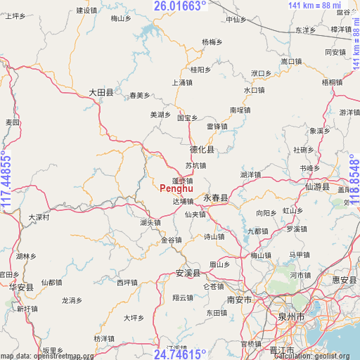 Penghu on map