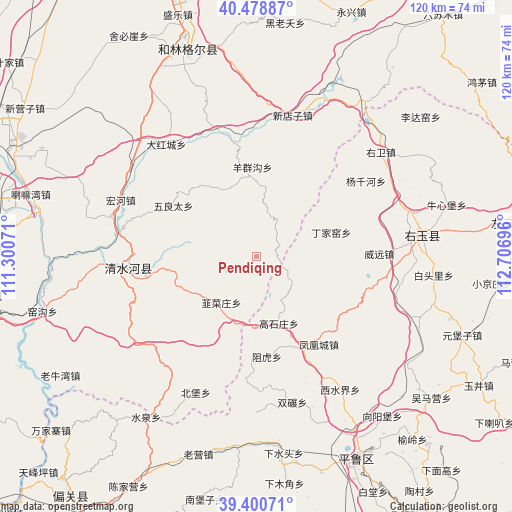 Pendiqing on map