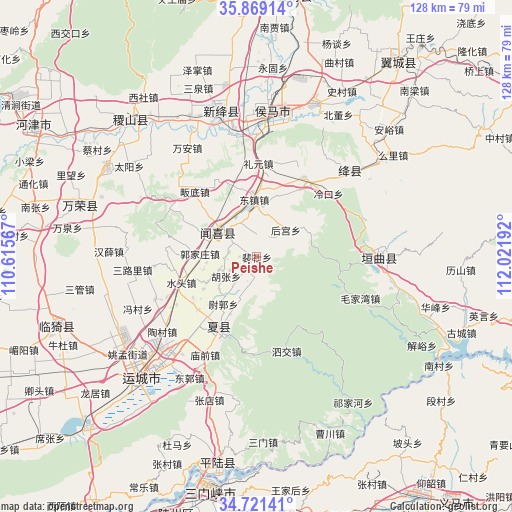 Peishe on map