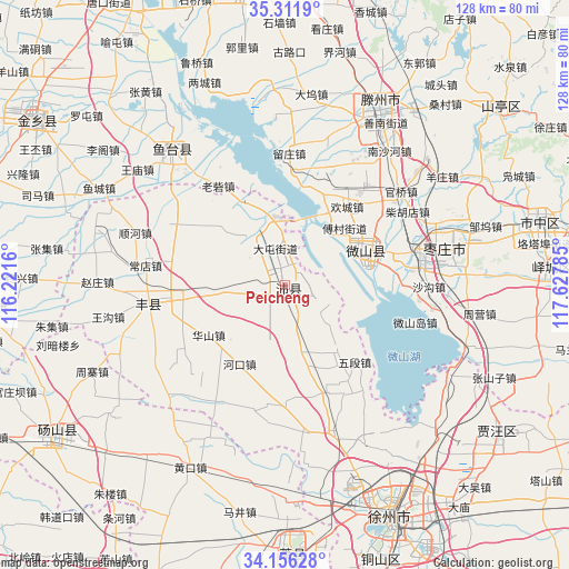 Peicheng on map