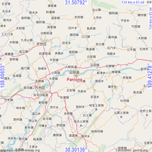 Panlong on map