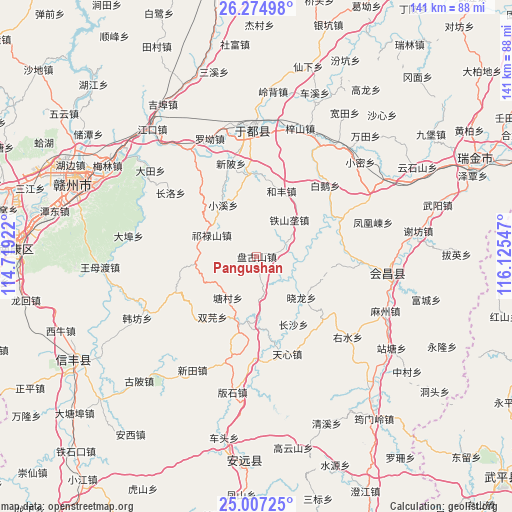 Pangushan on map