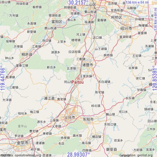 Paitou on map