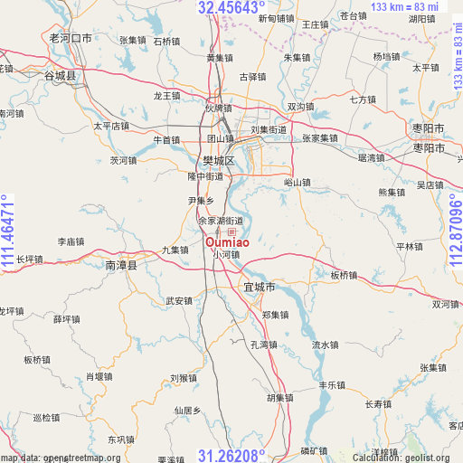Oumiao on map