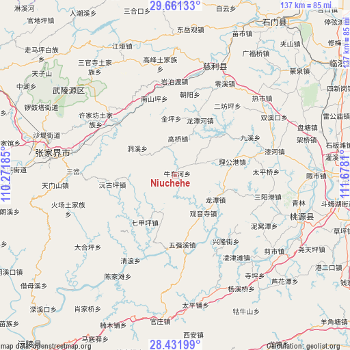 Niuchehe on map