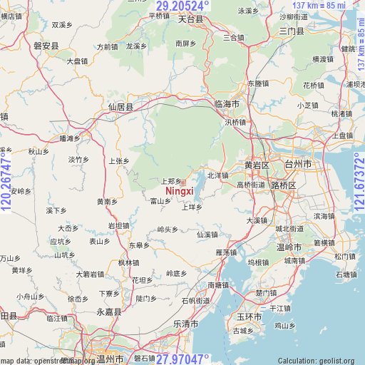 Ningxi on map