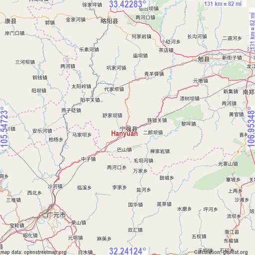 Hanyuan on map