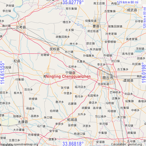 Ningling Chengguanzhen on map