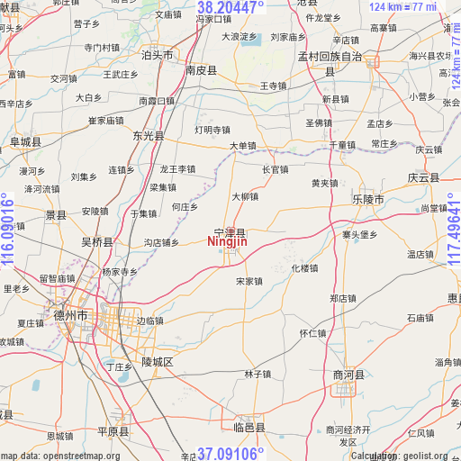 Ningjin on map