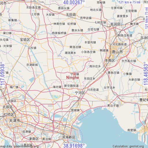 Ninghe on map