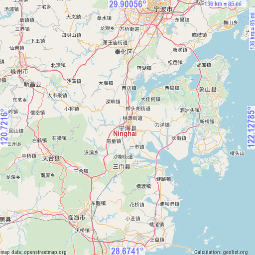 Ninghai on map