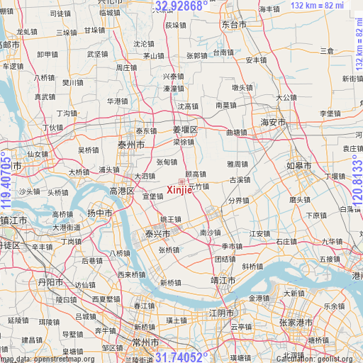 Xinjie on map