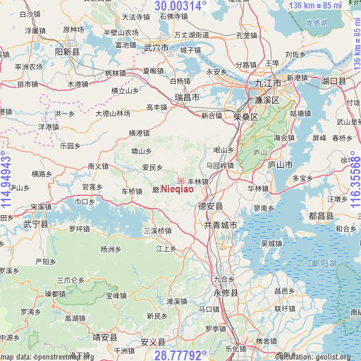 Nieqiao on map